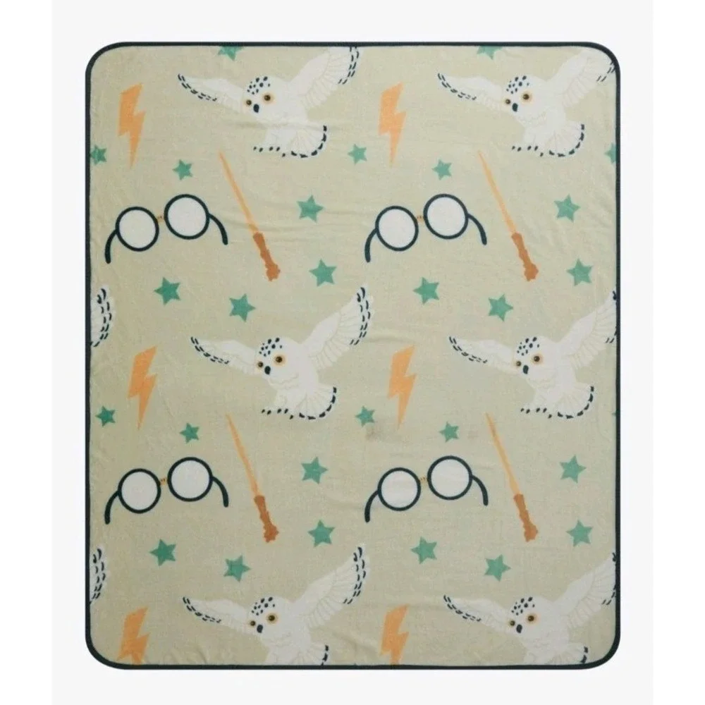 NEW Harry Potter & Hedwig Icons Soft Plush Fleece Plush Throw Blanket 50